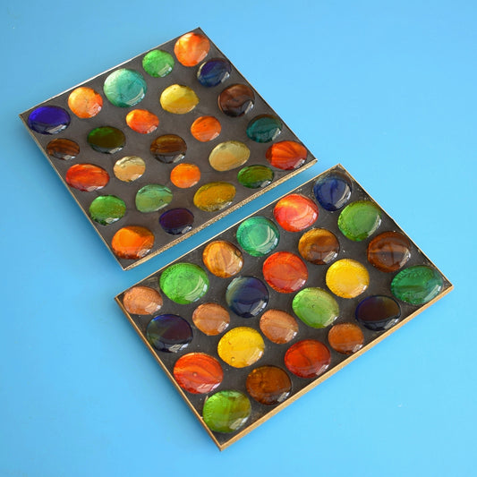 Vintage 1960s Glass / Metal Decorative Dish - Rainbow .