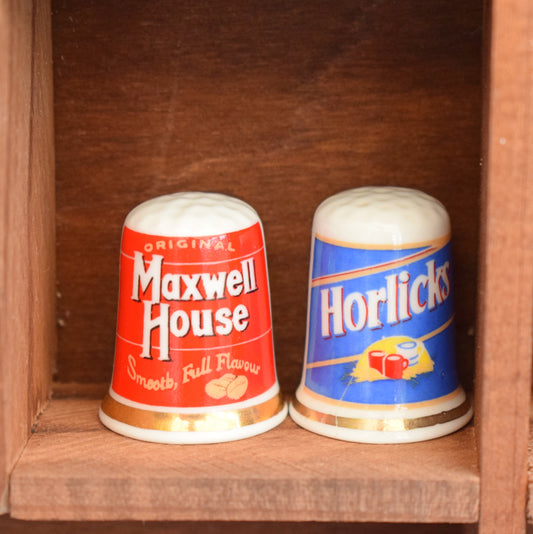 Vintage 1990s Advertising Bone China Thimbles - Brands by Vintage
