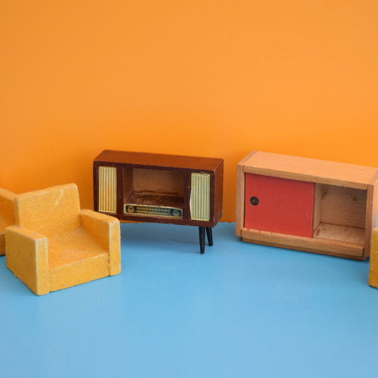Vintage 1950s Wooden Dolls House Furniture - Mixed by Pineapple Retro