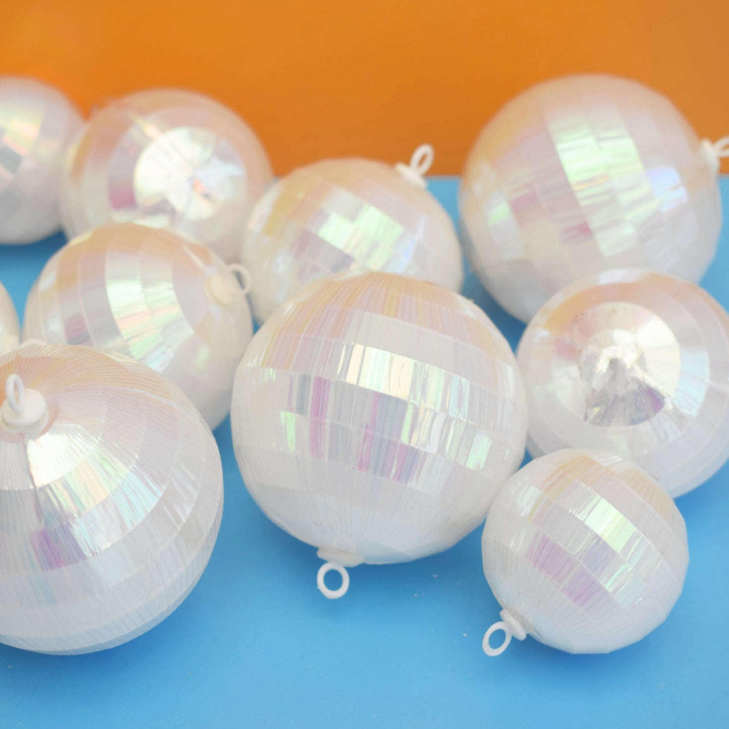 Vintage 1990s Plastic Christmas Disco Balls - Iridescent