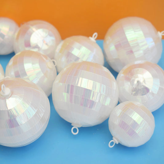 Vintage 1990s Plastic Christmas Disco Balls - Iridescent