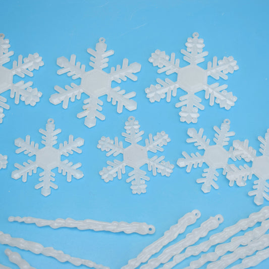 Vintage 1980s Plastic Decorations - Snowflakes/ Icicles