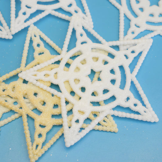 Vintage 1970s Plastic Decorations - Snowflakes Stars - Danish ?