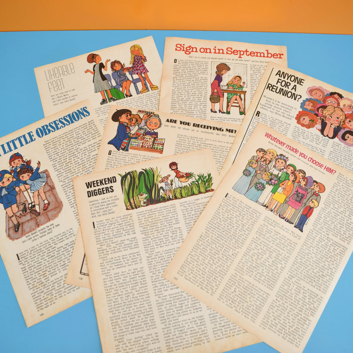 Vintage 1970s Magazine Articles - Belinda Lyon Illustration Pages by Pineapple Retro