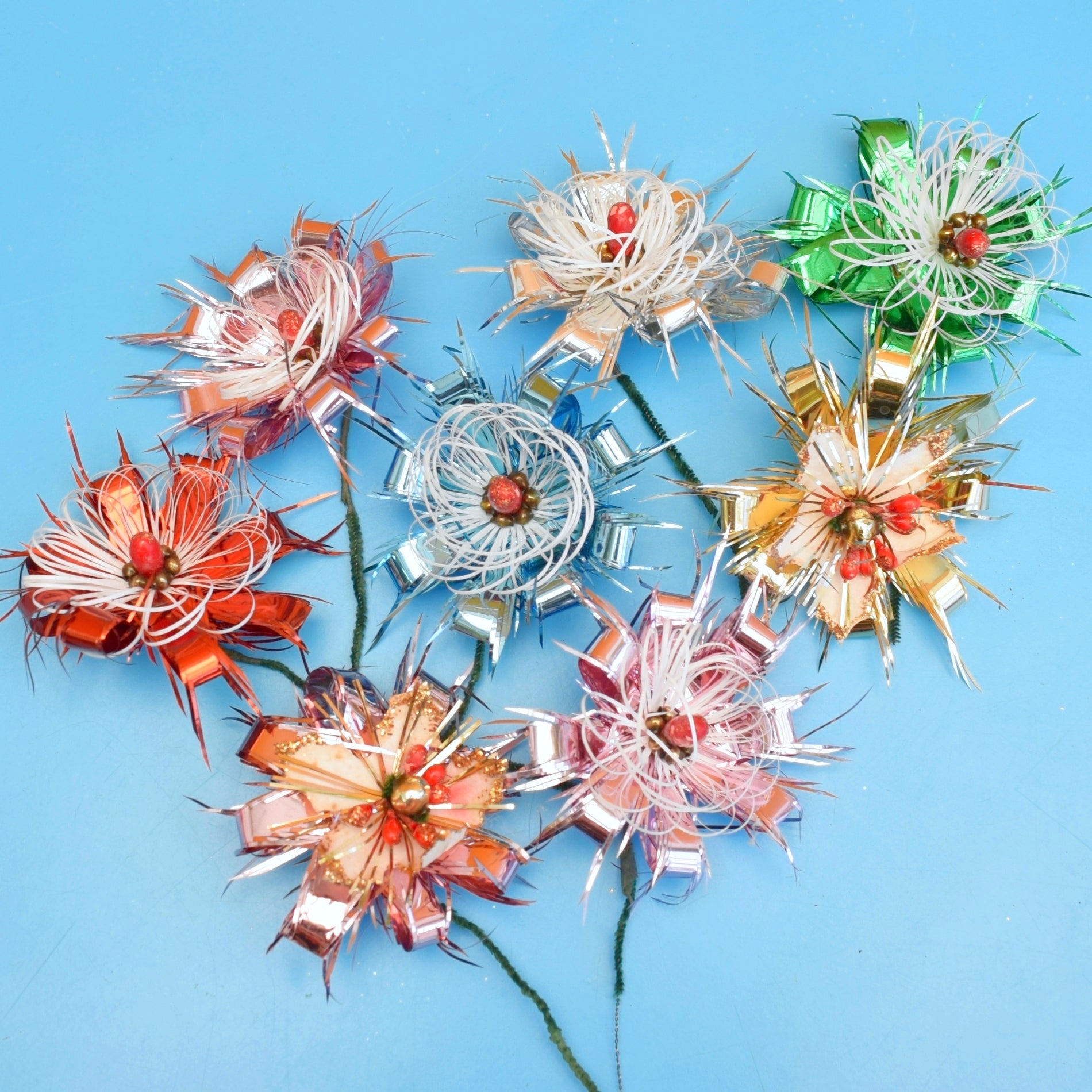 Vintage 1960s Foil Flowers Bunch - Christmas Parcel Wrapping by Pineapple Retro