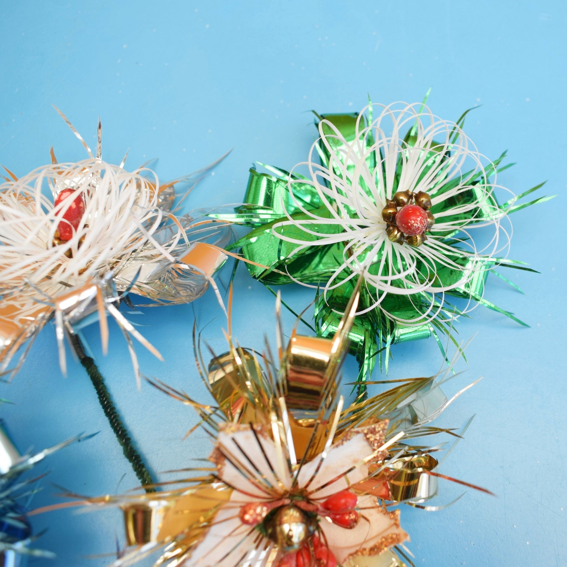 Vintage 1960s Foil Flowers Bunch - Christmas Parcel Wrapping by Pineapple Retro