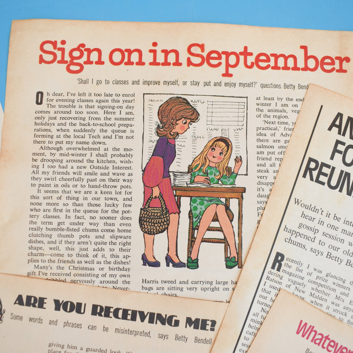 Vintage 1970s Magazine Articles - Belinda Lyon Illustration Pages by Pineapple Retro