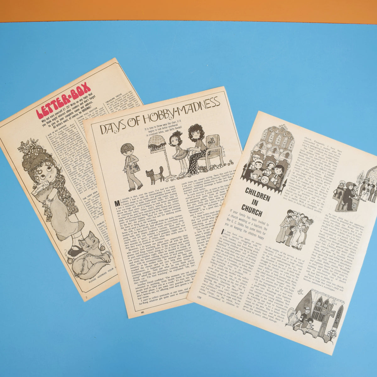 Vintage 1970s Magazine Articles - Belinda Lyon Illustration Pages by Pineapple Retro