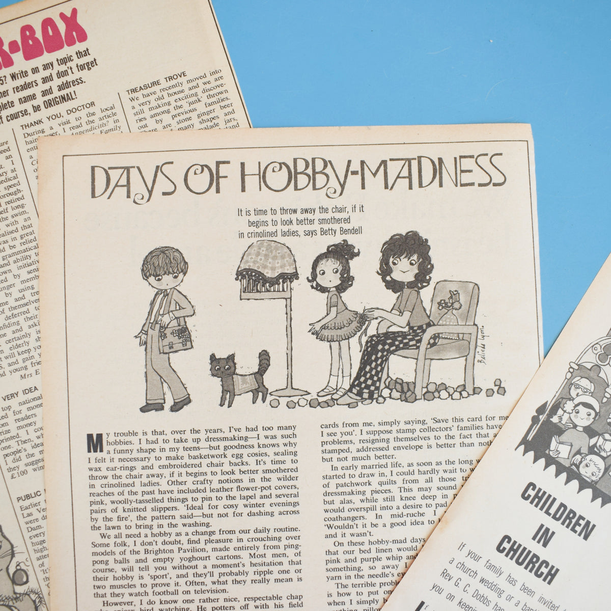 Vintage 1970s Magazine Articles - Belinda Lyon Illustration Pages by Pineapple Retro