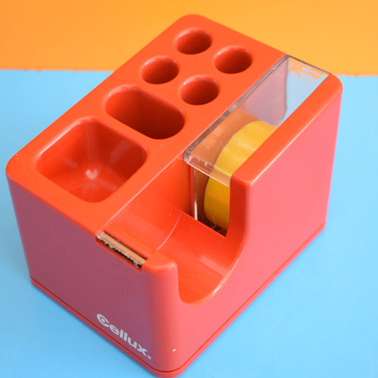 Vintage 1970s Cellux Italian Desk Tidy - Red Plastic