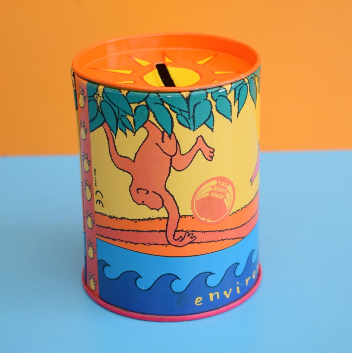 Vintage 1990s Money Box / Tin - Bodyshop - Environments in Danger Range by Pineapple Retro