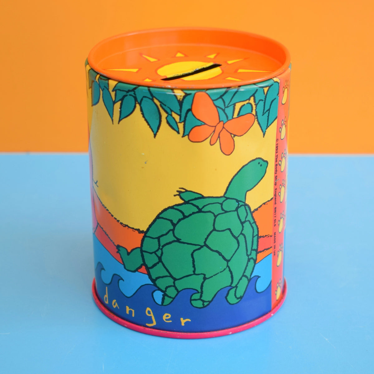 Vintage 1990s Money Box / Tin - Bodyshop - Environments in Danger Range by Pineapple Retro