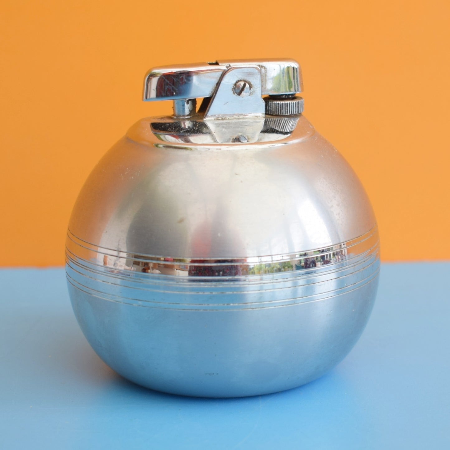 Vintage 1970s Ronson Lighter - Aluminium Orb Style