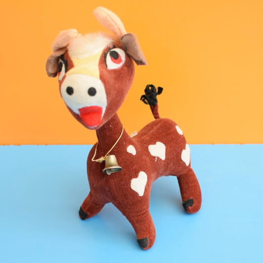 Vintage 1960s Sawdust Filled Velvet Cow / Bull - Gardenia Products