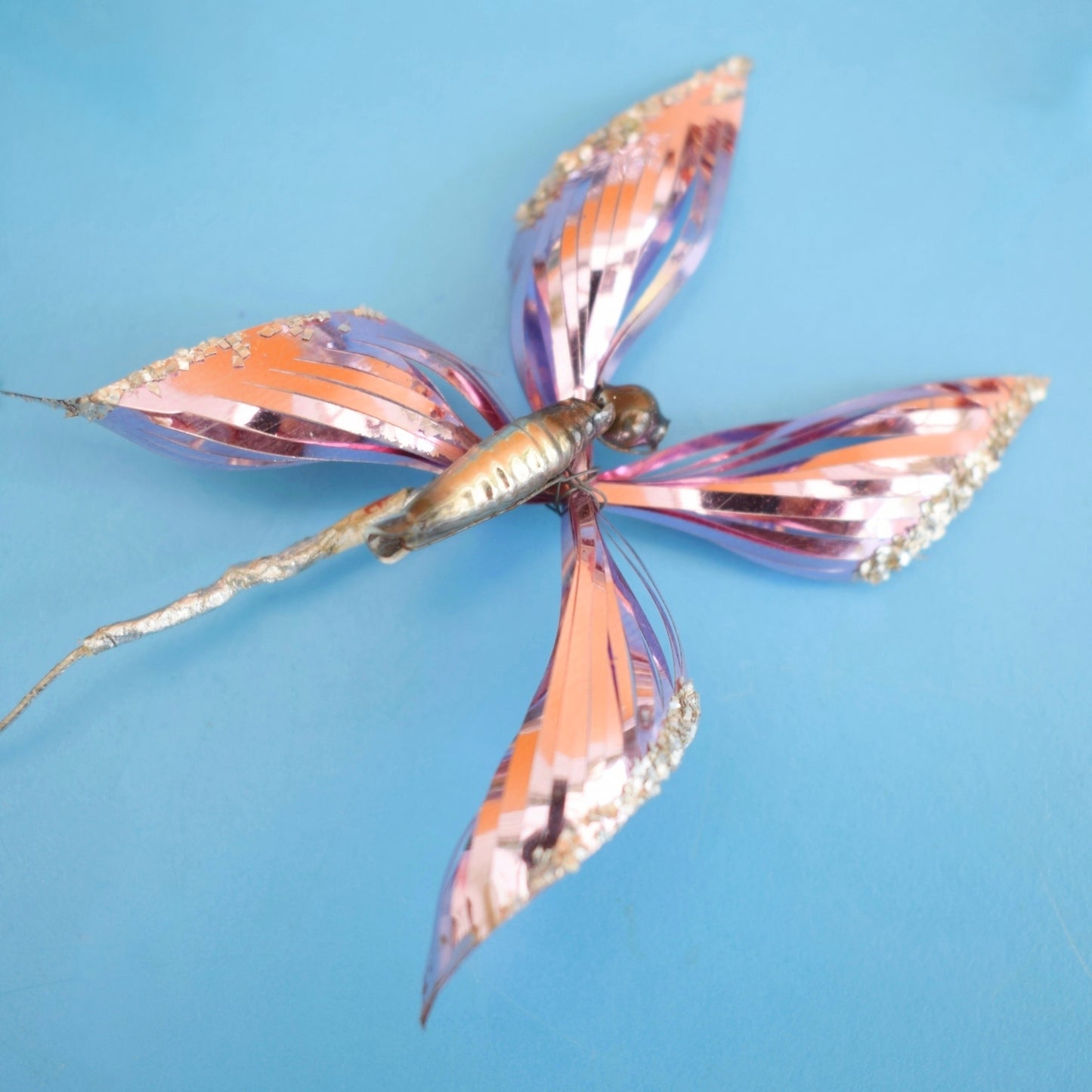 Vintage 1960s Foil Butterflies / Flowers & Tinsel - Christmas Parcel Wrapping by Pineapple Retro