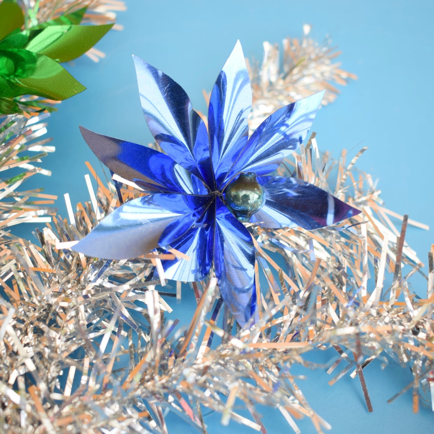 Vintage 1960s Foil Butterflies / Flowers & Tinsel - Christmas Parcel Wrapping by Pineapple Retro