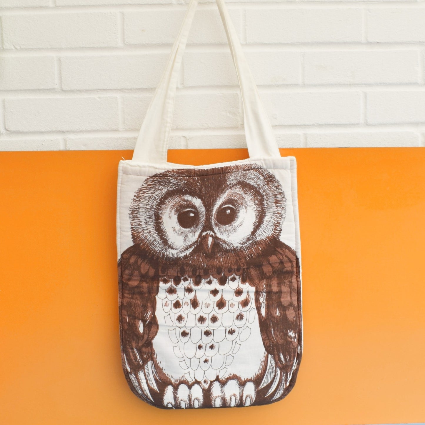 Vintage 1970s Padded Fabric Shopping Bag - Owl by Pineapple Retro
