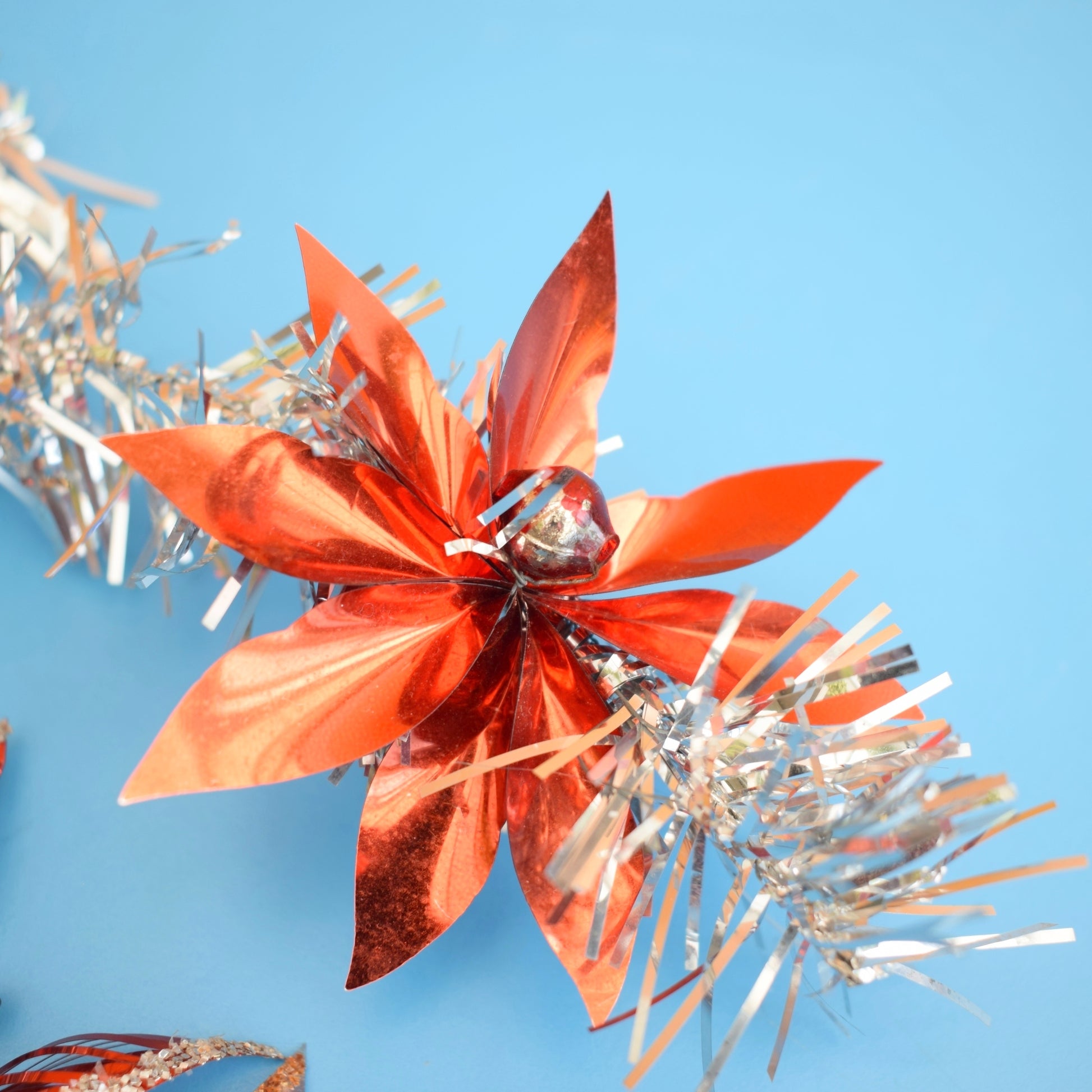 Vintage 1960s Foil Butterflies / Flowers & Tinsel - Christmas Parcel Wrapping by Pineapple Retro
