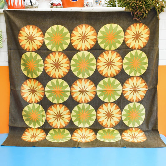 Vintage 1970s Fantastic Tablecloth - Brown & Orange by Vintage