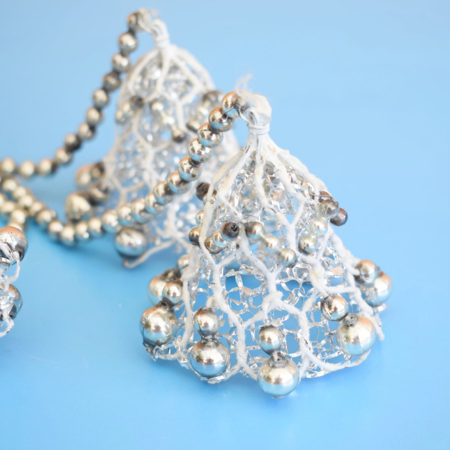 Vintage 1960s Mercury Glass Beads/ Bells - Christmas Kitsch