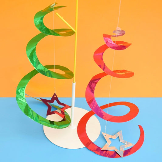 Vintage 1960s Foil Spiral Hanging Decorations - Christmas