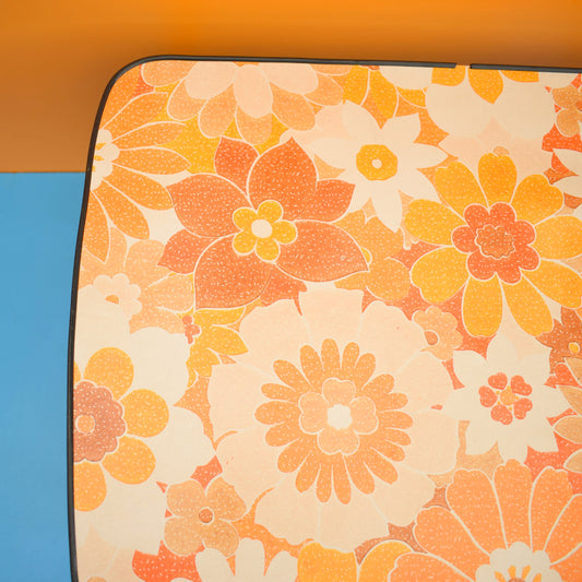 Vintage 1960s Low Table - Orange Flower - Screw In Legs