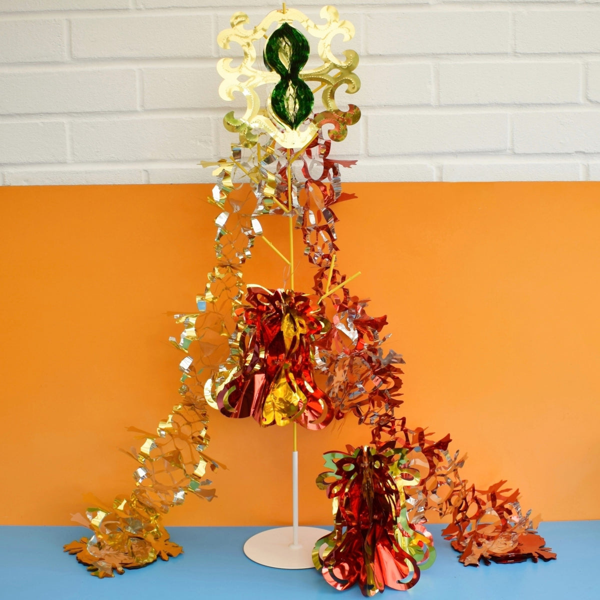 Vintage 1970s Foil Christmas Decorations - Garlands/ Hangers - Red/ Gold/ Green by Pineapple Retro