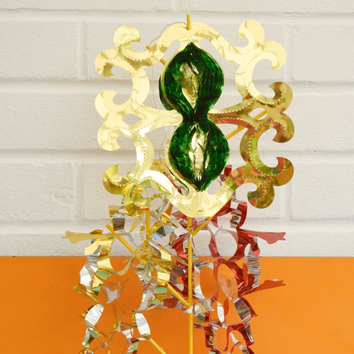 Vintage 1970s Foil Christmas Decorations - Garlands/ Hangers - Red/ Gold/ Green by Pineapple Retro