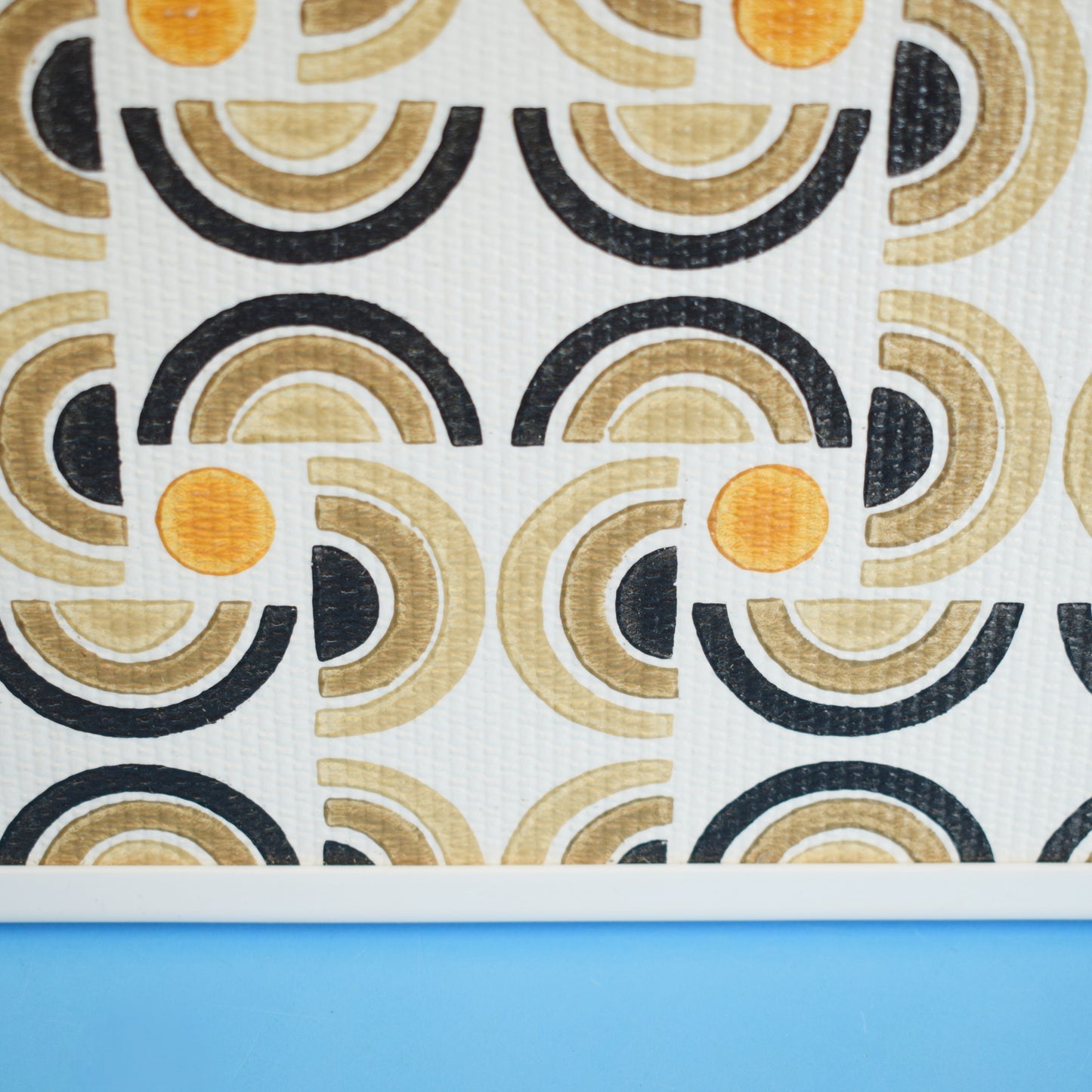 Vintage 1960s Folding Low Table - Geometric Pattern - Brown