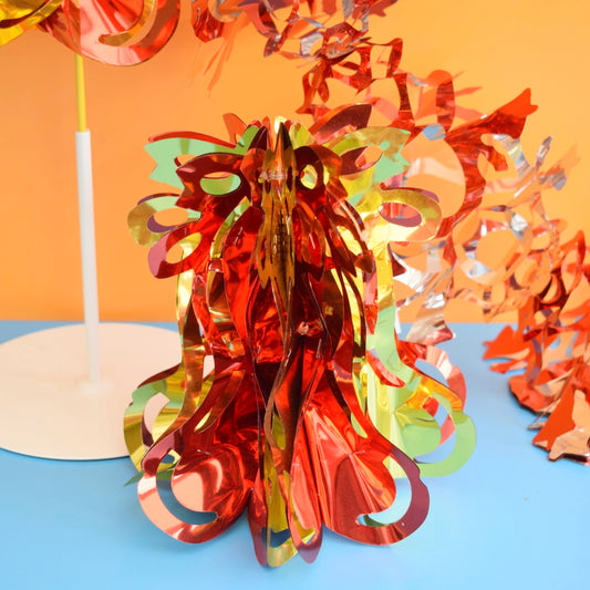 Vintage 1970s Foil Christmas Decorations - Garlands/ Hangers - Red/ Gold/ Green