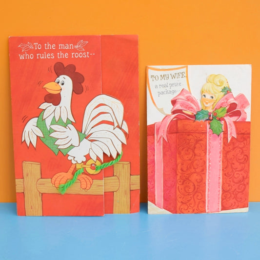 Vintage 1960s Used Greeting Card x2 - Christmas Husband & Wife