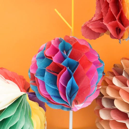 Vintage 1950s Honeycomb Paper Decorations / Garlands - Damaged