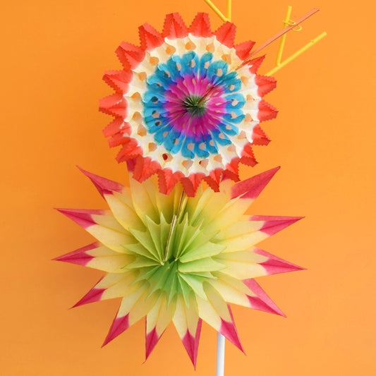 Vintage 1950s Honeycomb Paper Decorations - Stars / Flowers