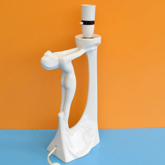Vintage 1980s Ceramic Deco Lady Lamp.