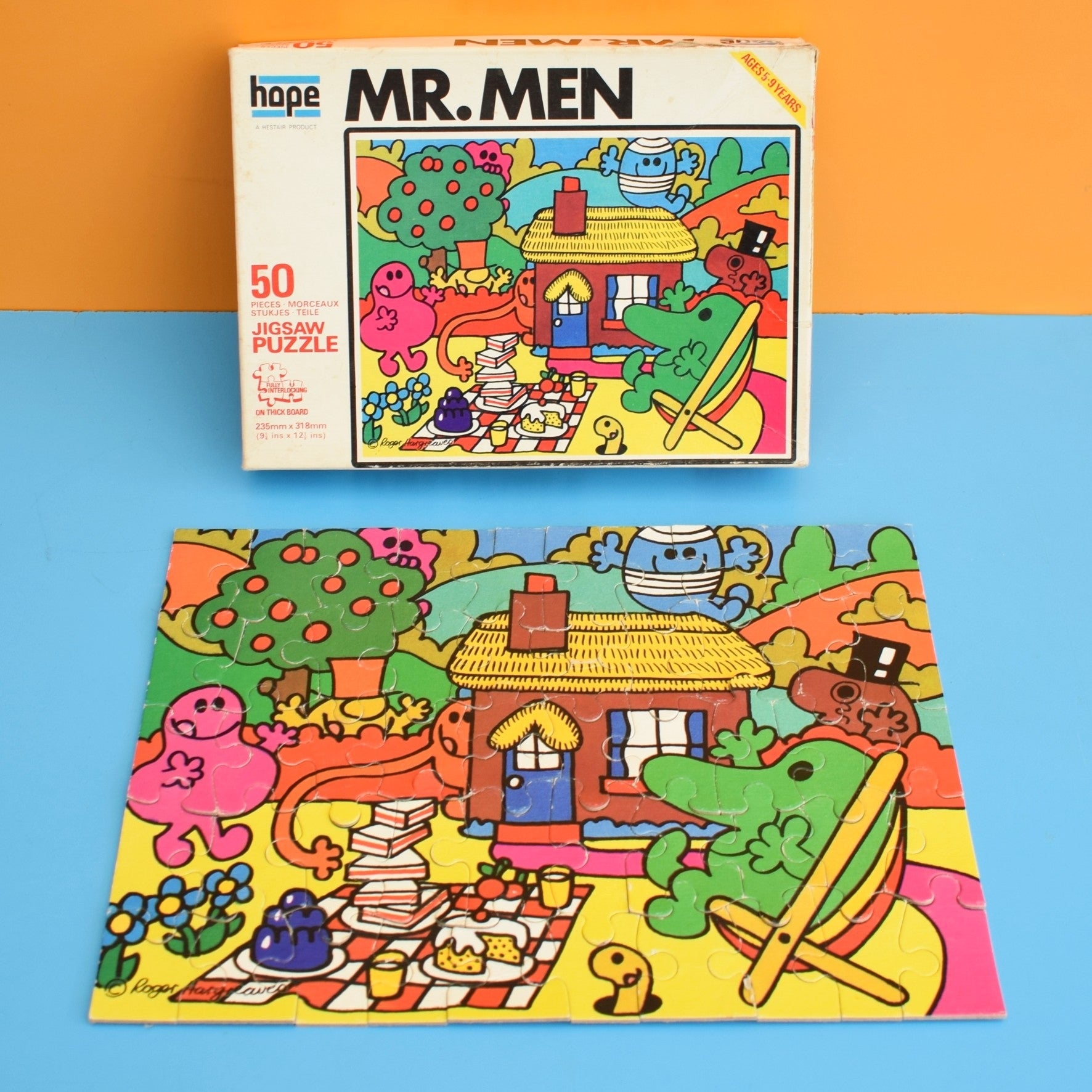 Vintage 1980s Mr Men Jigsaw Puzzle 50 Piece Cottage Pineapple Retro vintage-1980s-mr-men-jigsaw-puzzle-50-piece-cottage-pineapple-retro