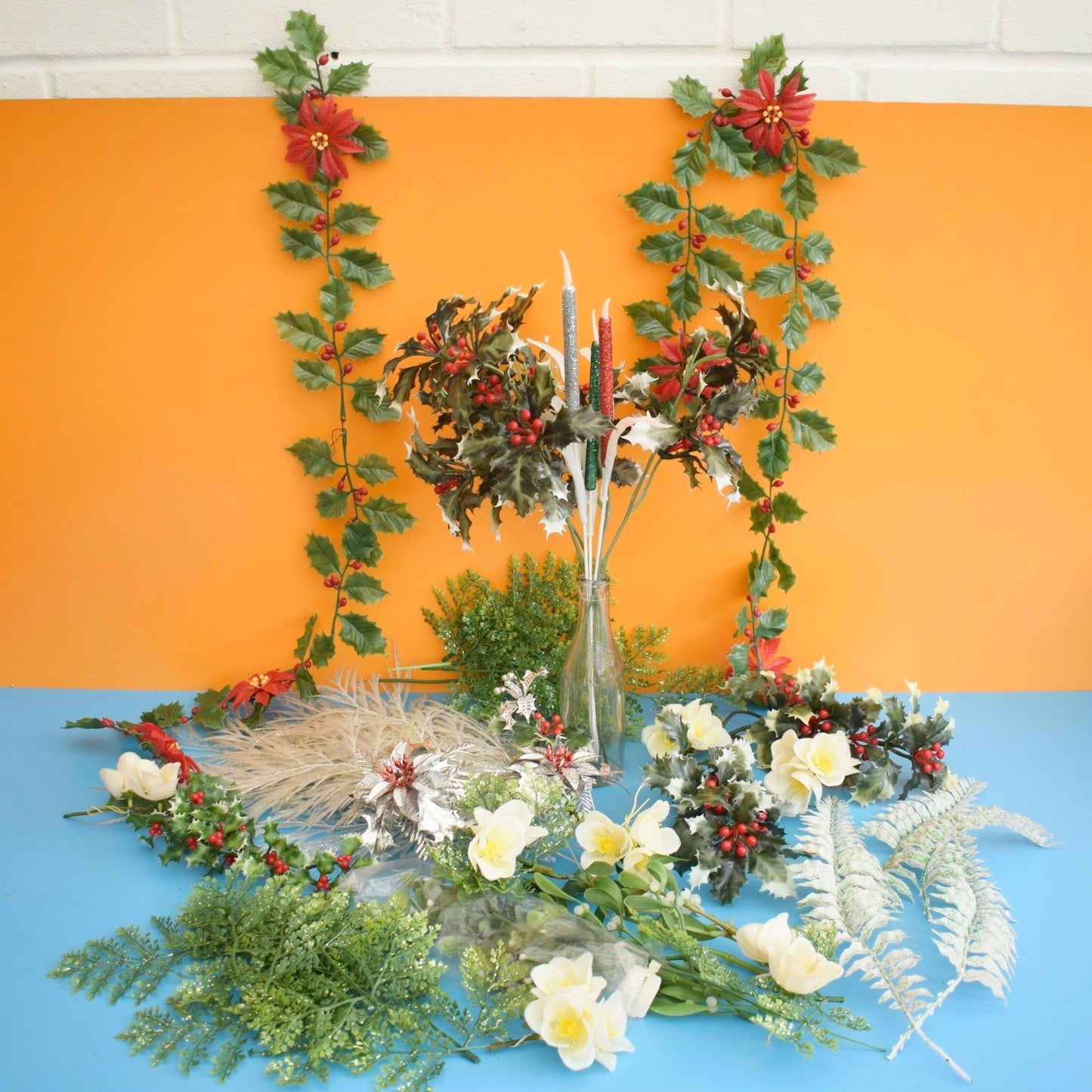 Vintage 1960s Mixed Floristry Foliage / Garlands - Christmas Kitsch