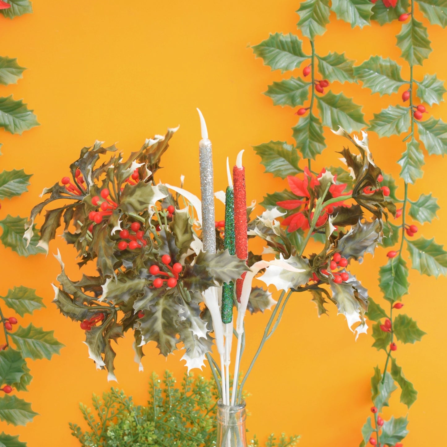 Vintage 1960s Mixed Floristry Foliage / Garlands - Christmas Kitsch