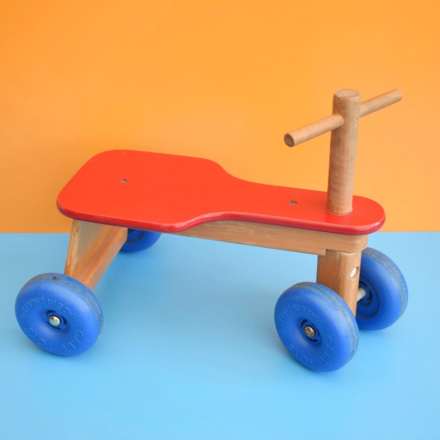 Vintage 1980s Galt Wooden Trike / Bike - Blue & Red