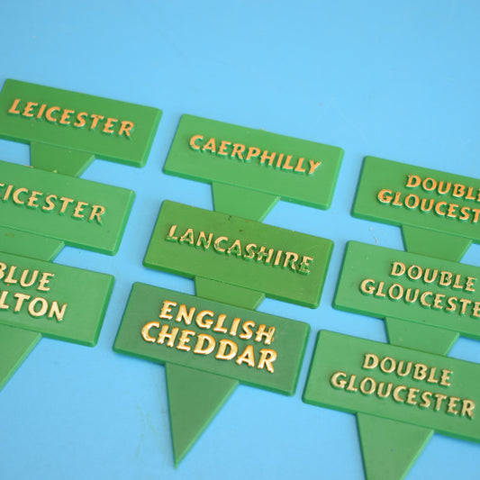 Vintage 1970s Plastic Cheese Labels - Quirky Decoration x14