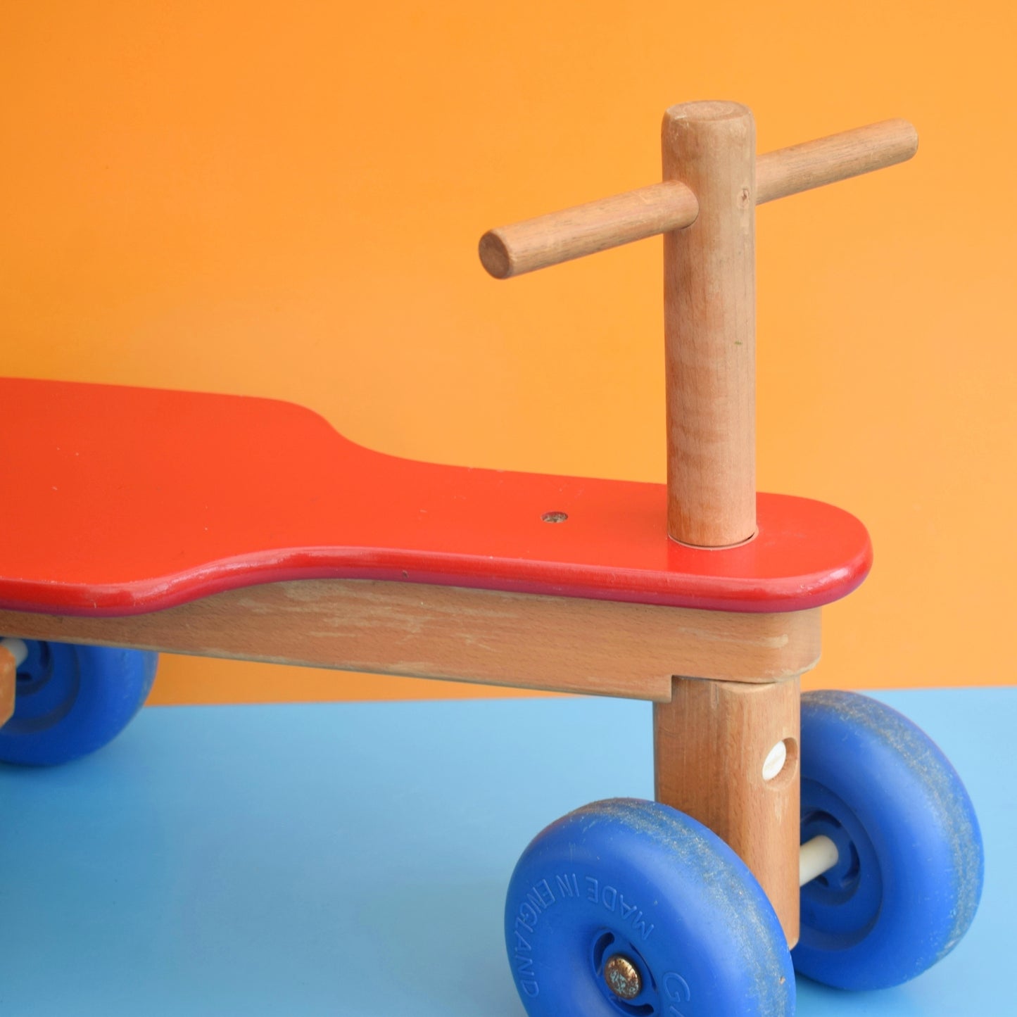 Vintage 1980s Galt Wooden Trike / Bike - Blue & Red