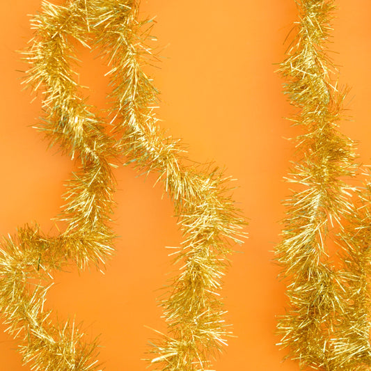 Vintage 1970s Tinsel Foil Garland Decoration - Mixed Gold / Pink / Green / Silver