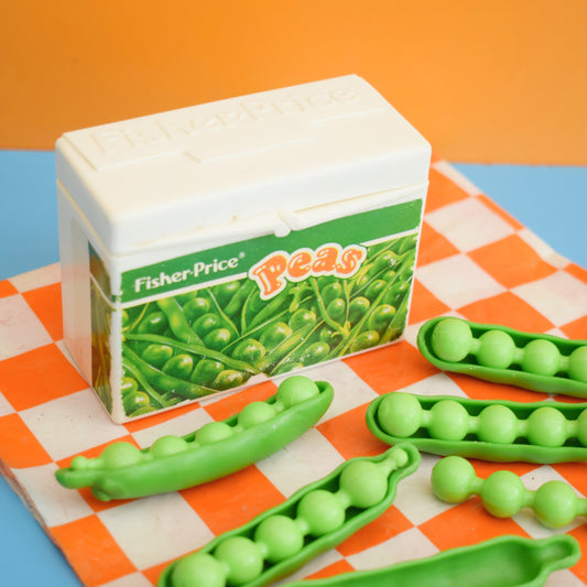 Vintage 1980s Fisher Price Play Food - Peas & Picnic Cloth- Plastic