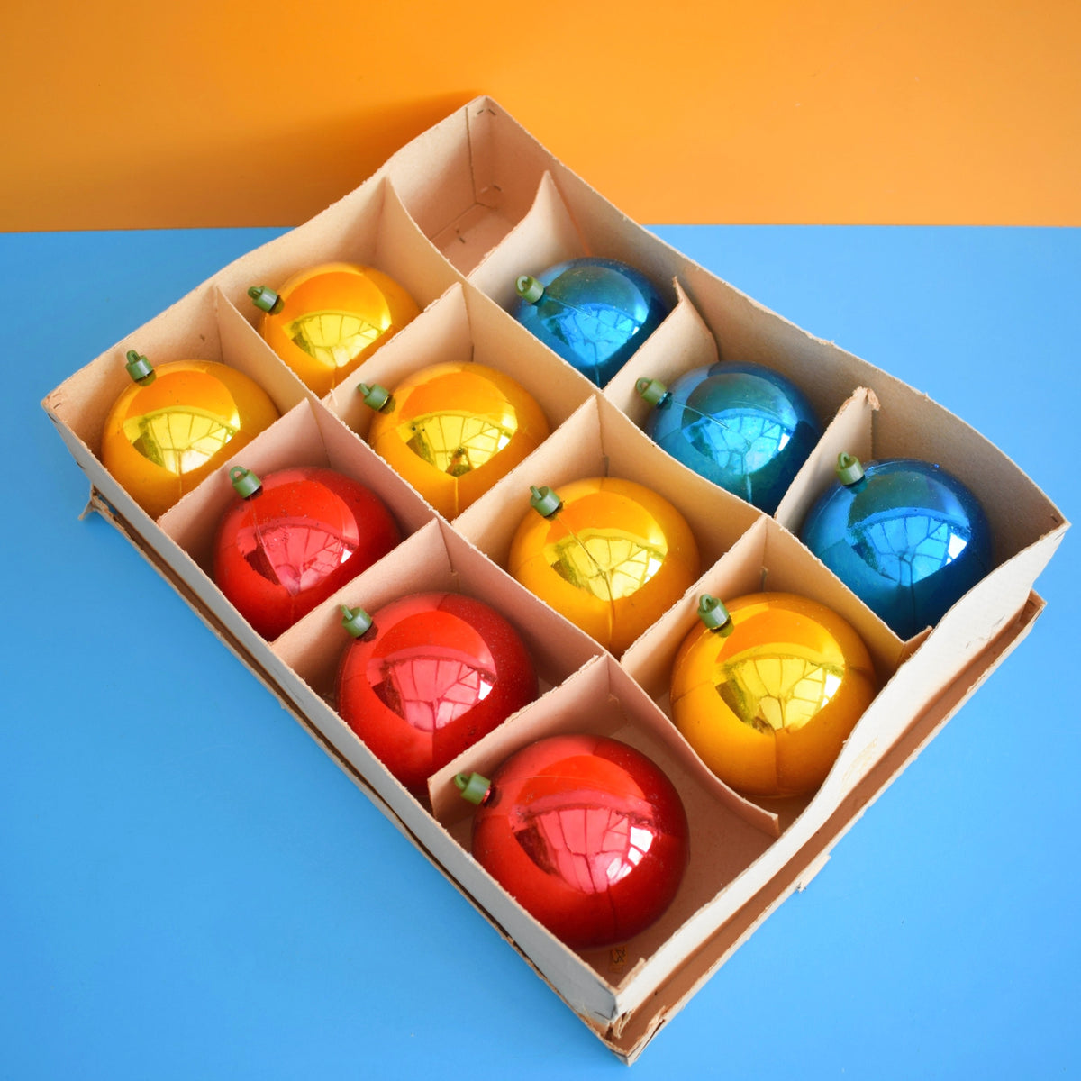 Vintage 1960s Large Plastic Christmas Baubles - Boxed x11 by Pineapple Retro