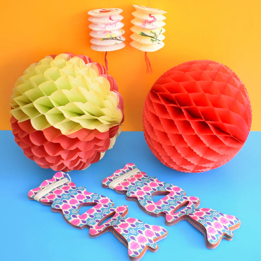 Vintage 1960s Kitsch Paper Decorations /Garlands - Lanterns/ Balls by Pineapple Retro