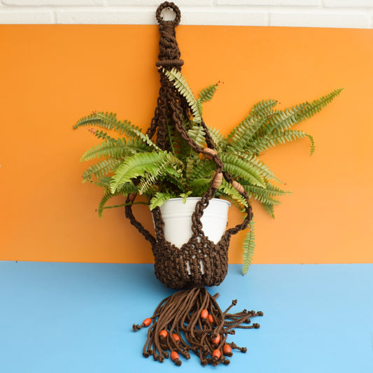 Vintage 1970s Handmade Large Macrame Planters by Vintage