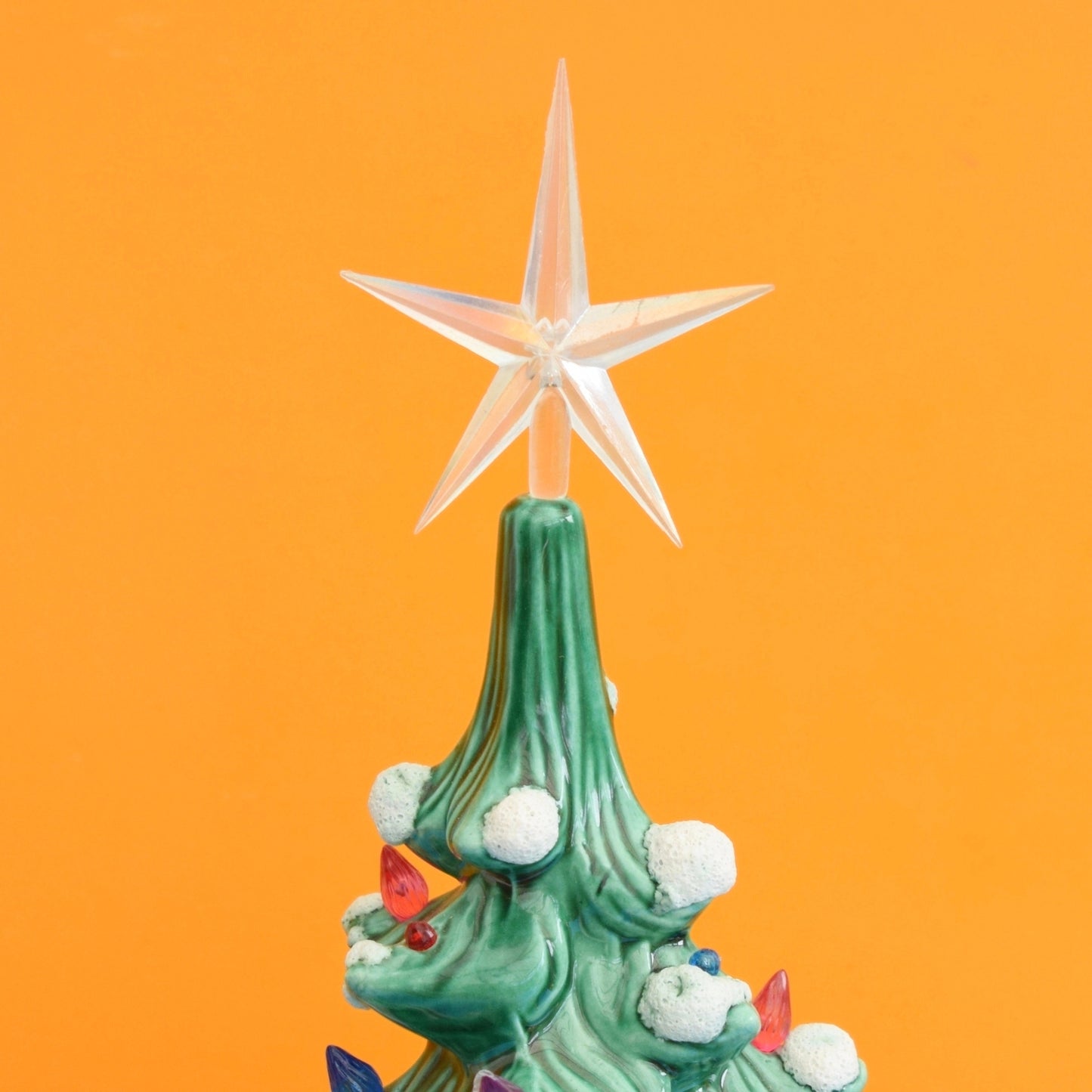Vintage 1970s Ceramic Christmas Tree Lamp - Rainbow Bulbs