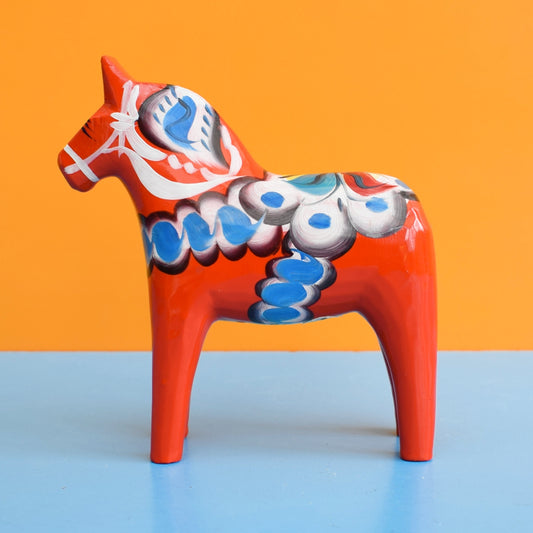 Vintage 1970s Medium Dala Wooden Horse - Sweden by Pineapple Retro