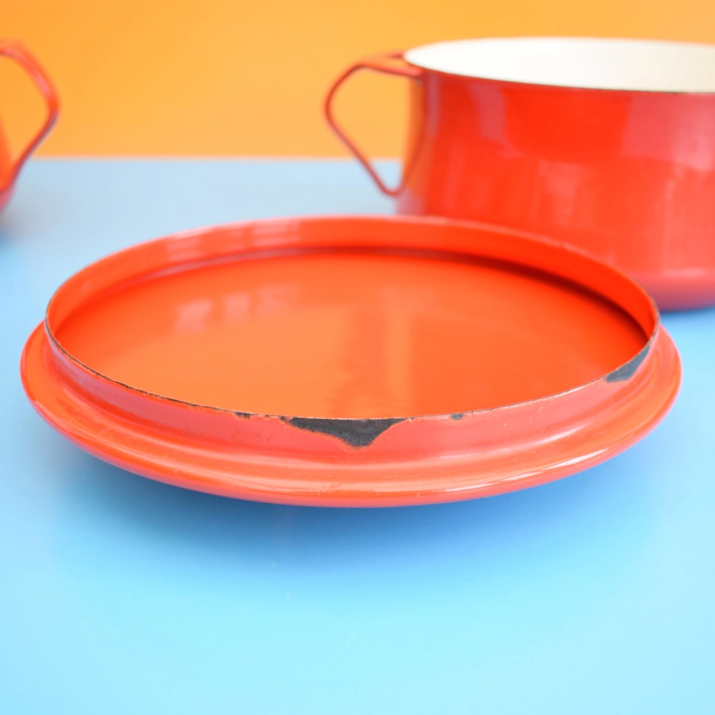 Vintage 1960s Enamel Dansk Kobenstyle Casserole - Quistgaard Design - Red