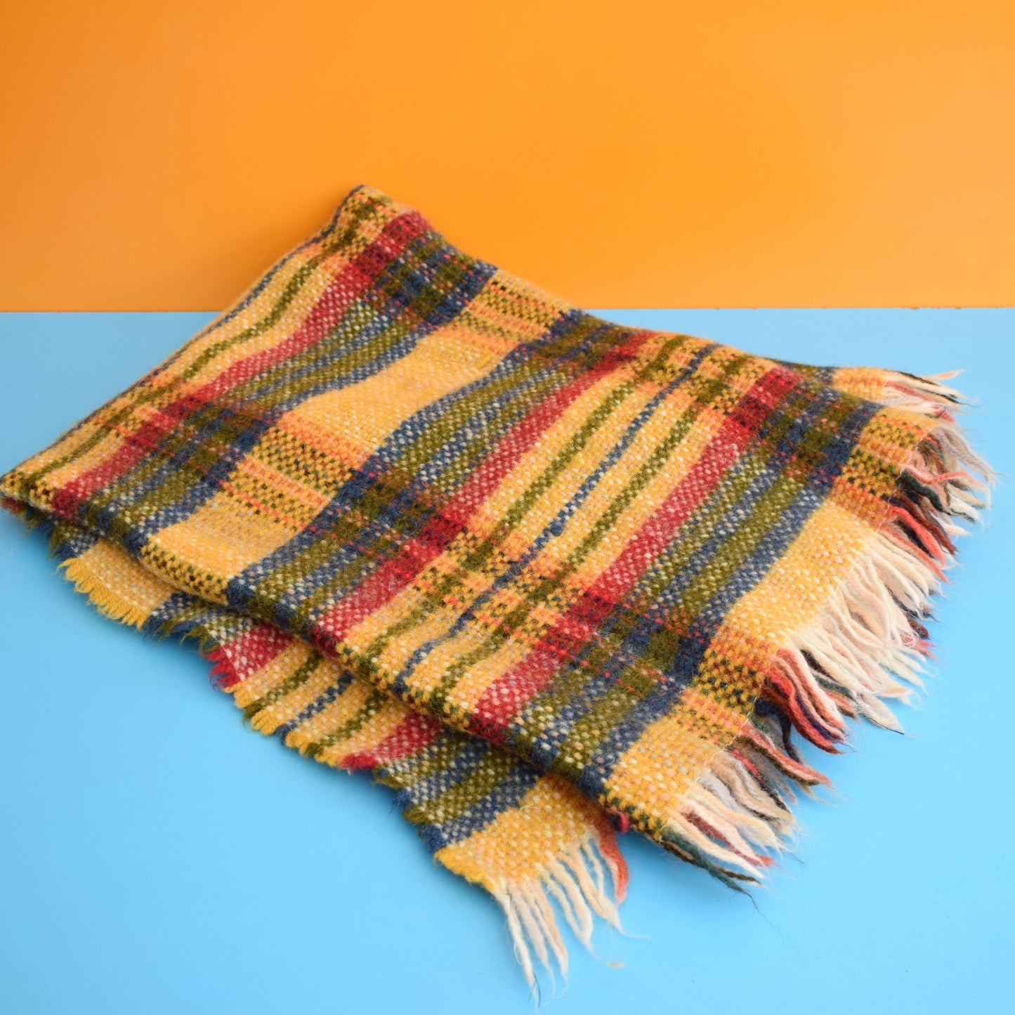 Vintage 1960s Tartan Blanket - Small Wool