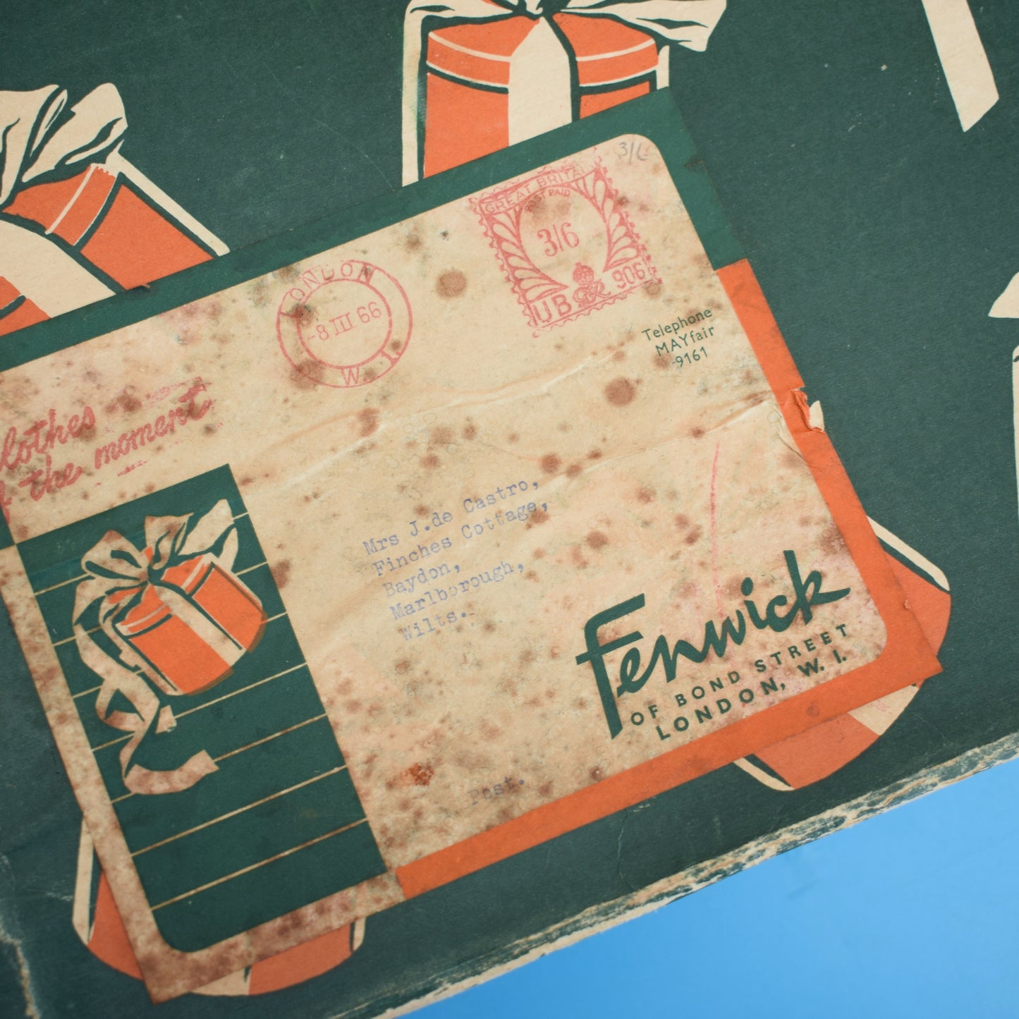 Vintage 1950s Cardboard Box - Fenwick Of Bond Street